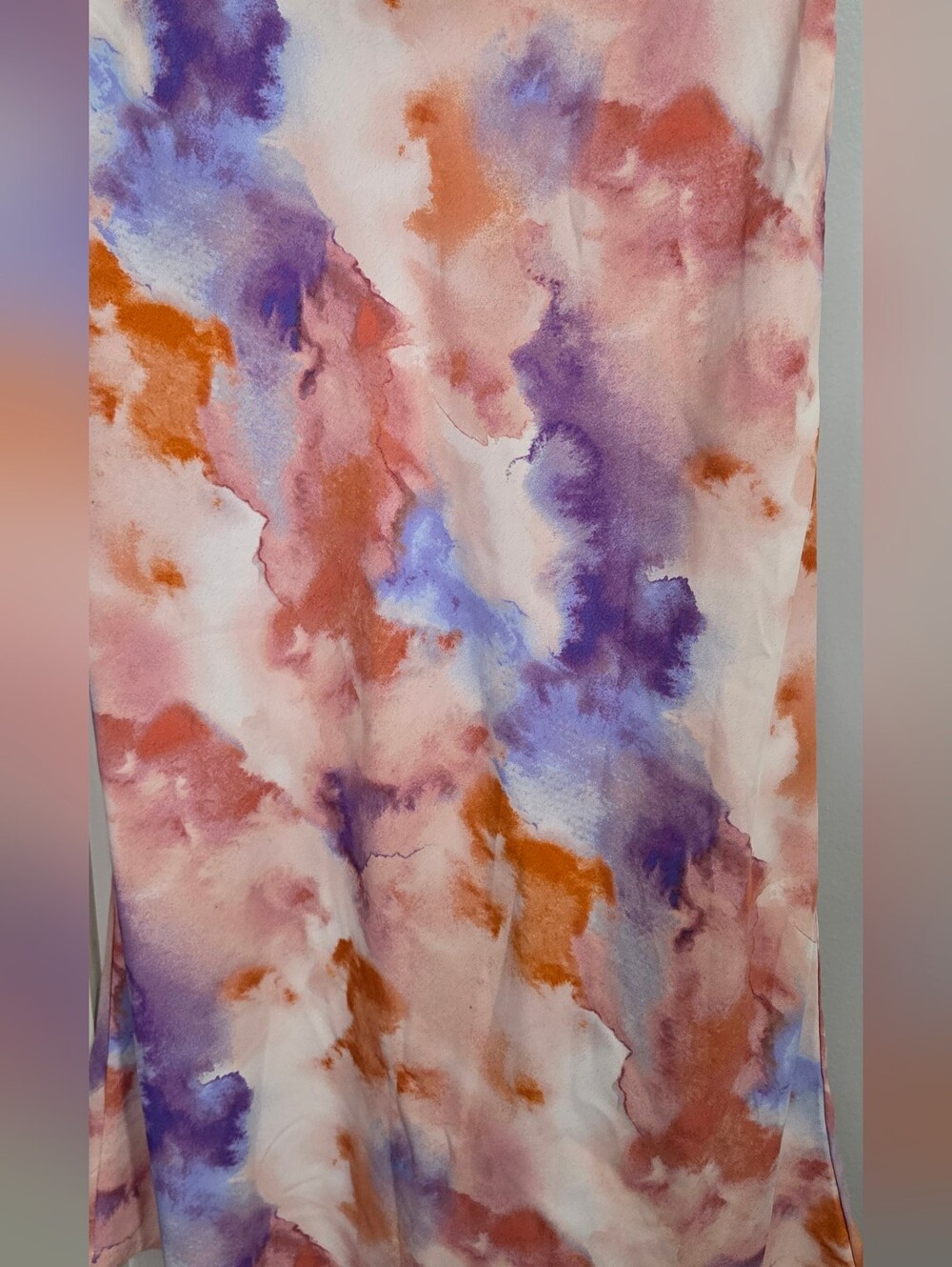 Forever 21 Watercolor Midi Skirt in Peach, Lavender, and Coral Hues - Picture 2 of 6